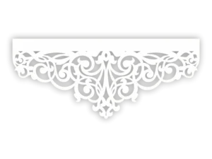Ażur okienny Rokoko z ornamentowymi zawijasami do panelu i firanki
