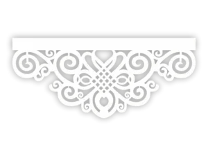 Poziomy ażur okienny Viktorian z ornamentowymi zawijasami do wszycia w panel lub firanę