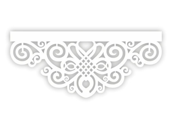 Poziomy ażur okienny Viktorian z ornamentowymi zawijasami do wszycia w panel lub firanę