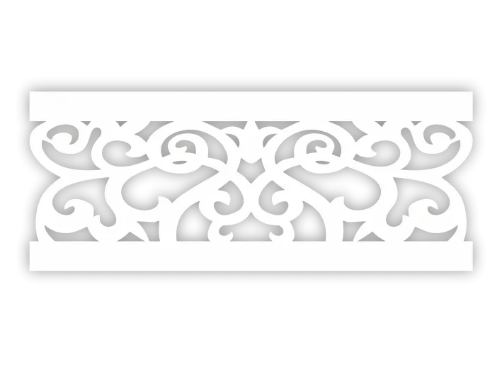 Ażurowa wstawka Barok do wszycia w panel okienny z ornamentowymi zawijasami