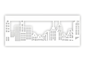 Wstawka ażurowa Manhattan do panelu okiennego z panoramą miasta i wieżowcami