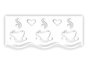 Zazdrostka ażurowa Cappuccino z filiżankami kawy, parą i sercami